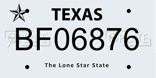BF06876 Texas License Plate