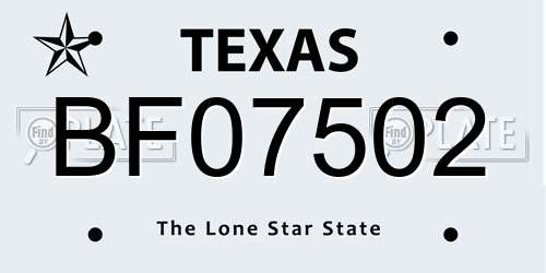 BF07502 Texas License Plate