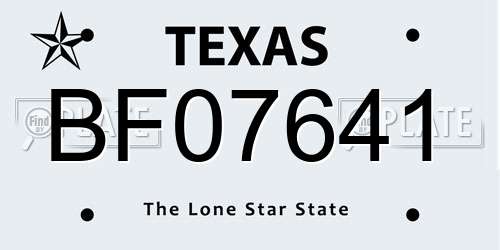 BF07641 Texas License Plate