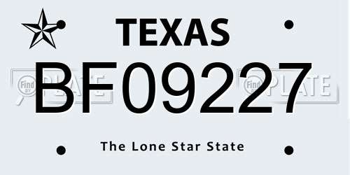 BF09227 Texas License Plate