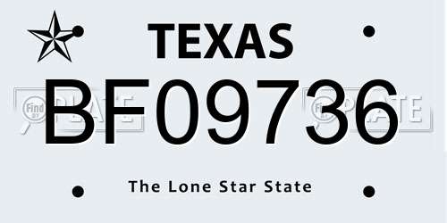 BF09736 Texas License Plate