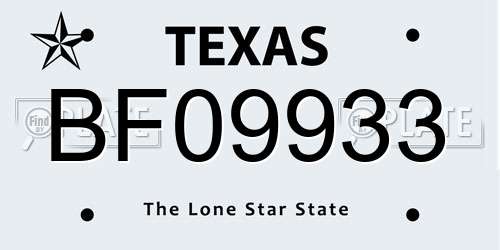 BF09933 Texas License Plate