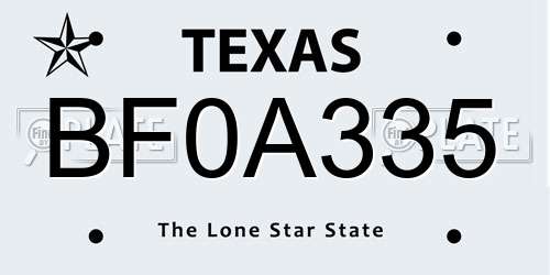 BF0A335 Texas License Plate