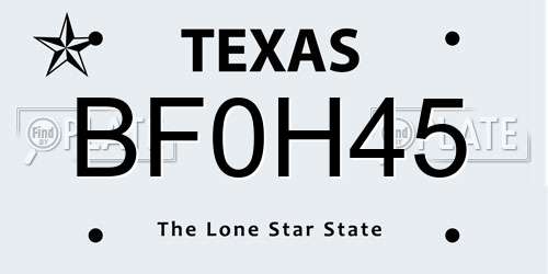 BF0H45 Texas License Plate