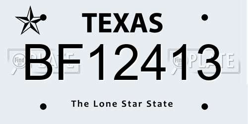 BF12413 Texas License Plate