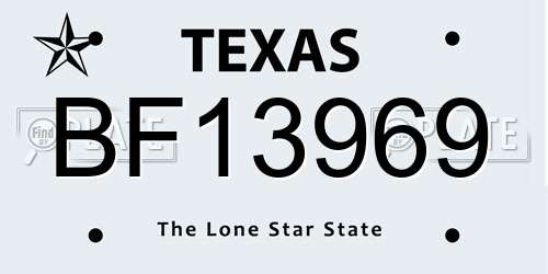 BF13969 Texas License Plate