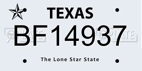 BF14937 Texas License Plate