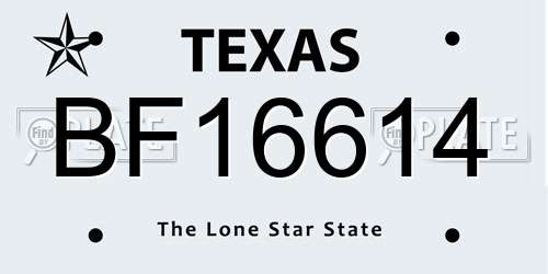 BF16614 Texas License Plate