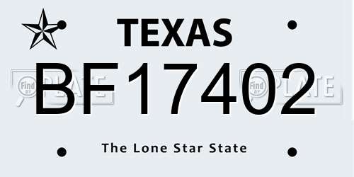 BF17402 Texas License Plate