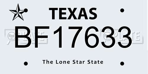 BF17633 Texas License Plate