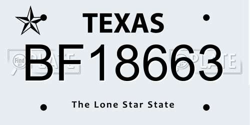 BF18663 Texas License Plate