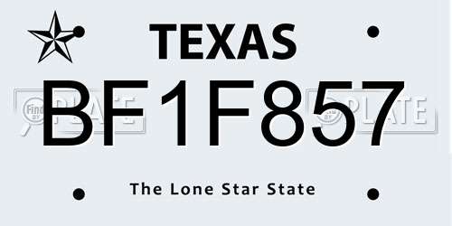 BF1F857 Texas License Plate
