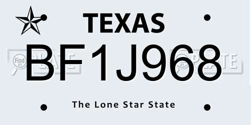 BF1J968 Texas License Plate