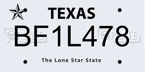 BF1L478 Texas License Plate