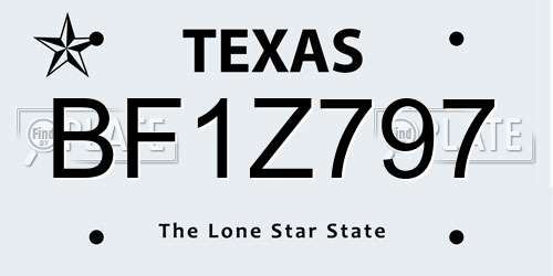 BF1Z797 Texas License Plate