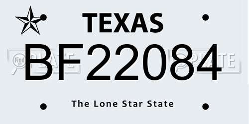 BF22084 Texas License Plate