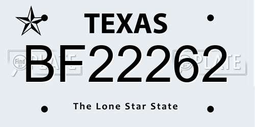 BF22262 Texas License Plate