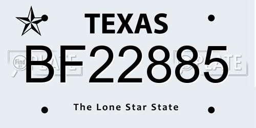 BF22885 Texas License Plate