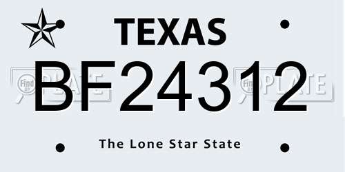 BF24312 Texas License Plate