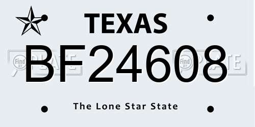 BF24608 Texas License Plate