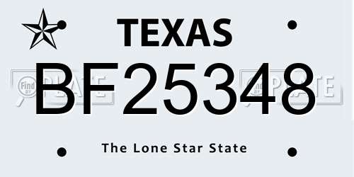BF25348 Texas License Plate