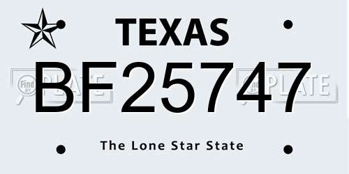 BF25747 Texas License Plate