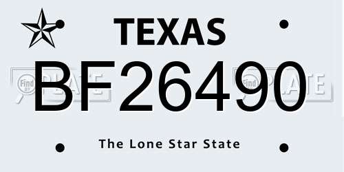 BF26490 Texas License Plate