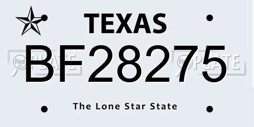 BF28275 Texas License Plate