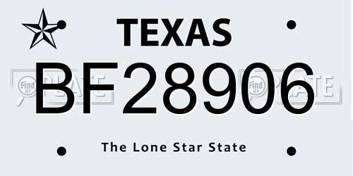 BF28906 Texas License Plate