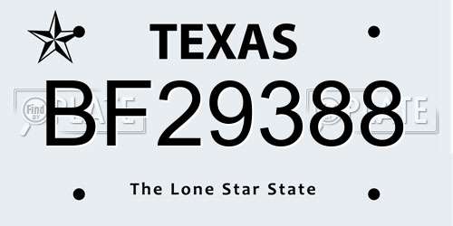 BF29388 Texas License Plate