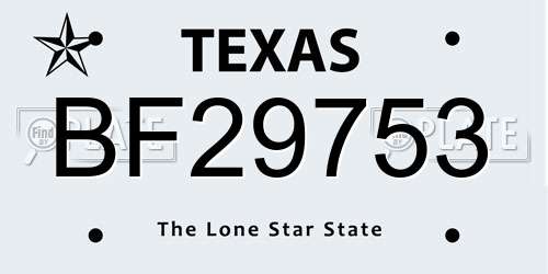 BF29753 Texas License Plate