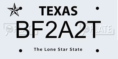 BF2A2T Texas License Plate