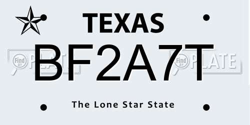 BF2A7T Texas License Plate