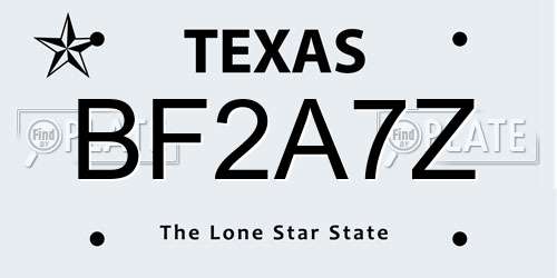 BF2A7Z Texas License Plate
