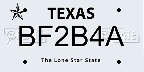 BF2B4A Texas License Plate