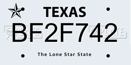 BF2F742 Texas License Plate