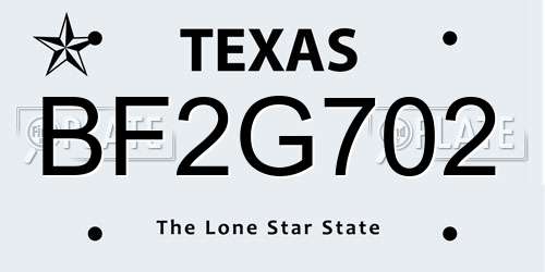 BF2G702 Texas License Plate