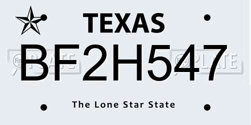 BF2H547 Texas License Plate