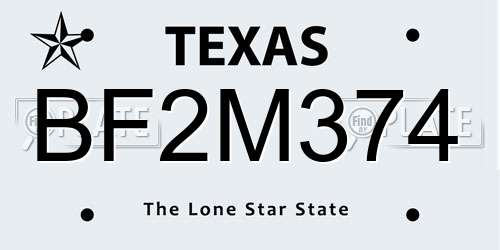 BF2M374 Texas License Plate