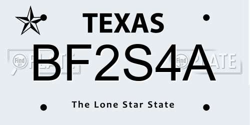 BF2S4A Texas License Plate