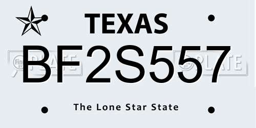 BF2S557 Texas License Plate