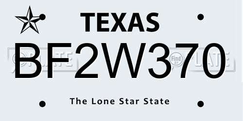 BF2W370 Texas License Plate
