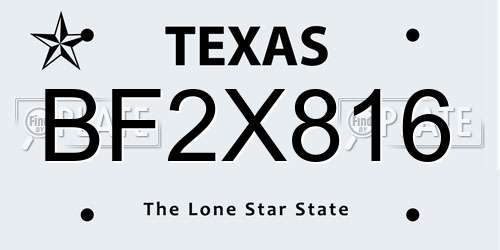 BF2X816 Texas License Plate
