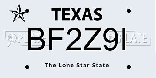 BF2Z9I Texas License Plate