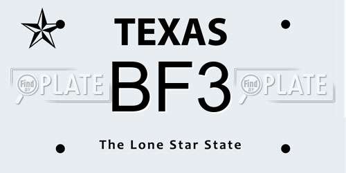 BF3 Texas License Plate