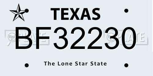 BF32230 Texas License Plate
