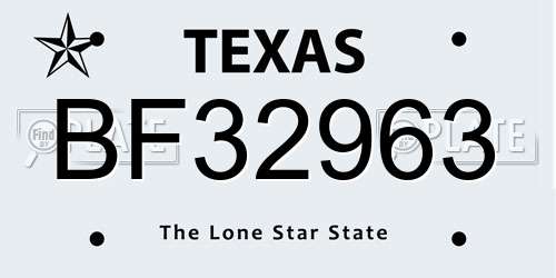 BF32963 Texas License Plate