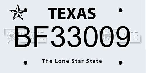BF33009 Texas License Plate