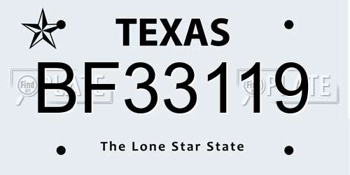 BF33119 Texas License Plate