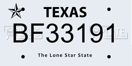 BF33191 Texas License Plate
